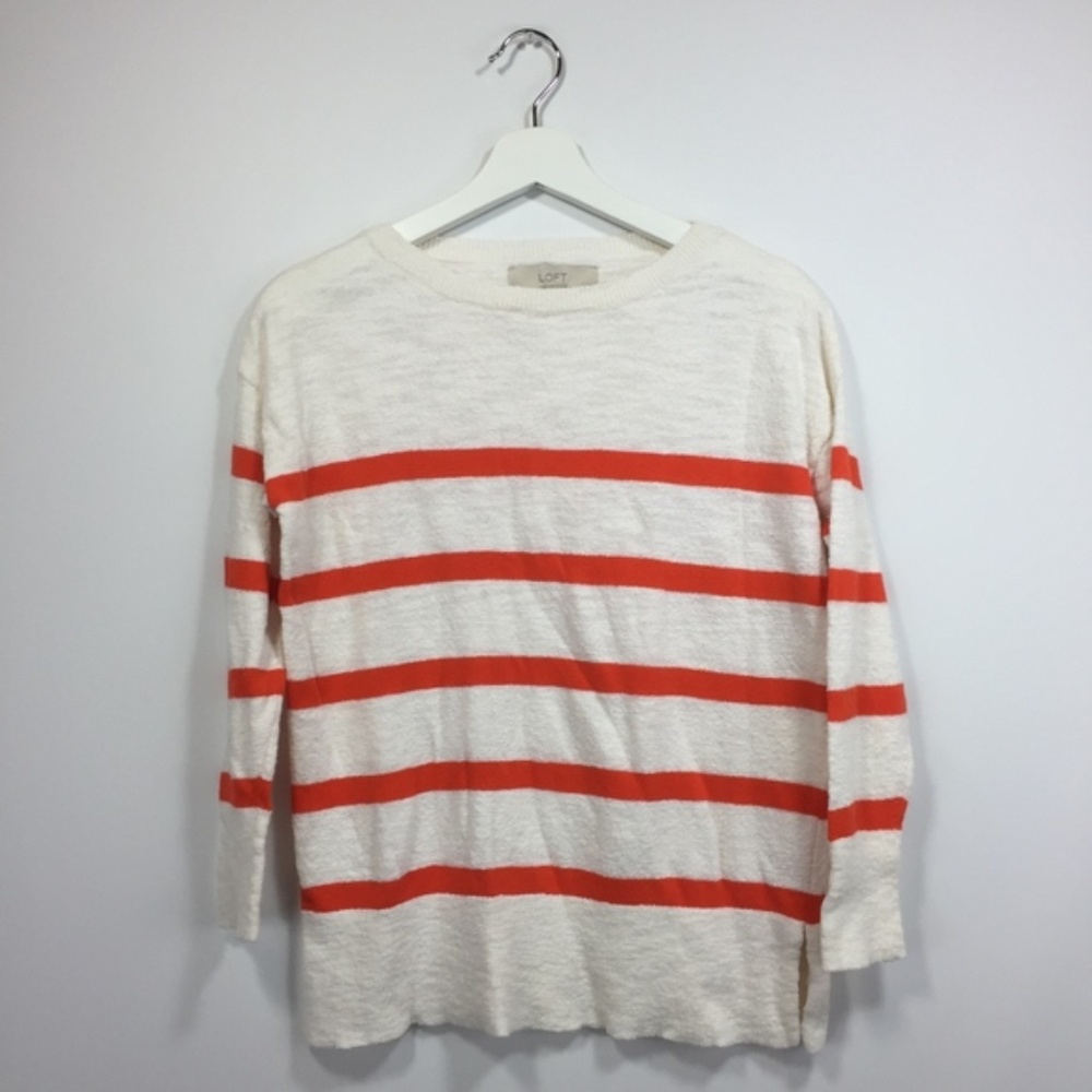 Ann Taylor LOFT XS Shirt Striped 3/4 Sleeves Crew